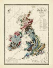 Listing image for Antique geological map GREAT BRITAIN Victorian Wyld 1844 wall art print poster