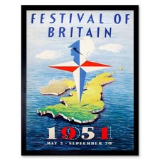 Listing image for Advert Exhibition Festival Britain Map Island 1951 Compass UK Framed Art Print