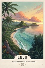 Listing image for Lelu, Micronesia - Vibrant Island Paradise Travel Poster Art Print A1-A4 Poster