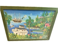 Listing image for Wilbert Laurent Original Oil Painting Haitian Folk Art Signed Jacmel 1999