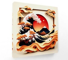 Listing image for ASIAN JAPANESE WAVE SQUARE CANVAS WALL ART FLOAT EFFECT/FRAME/POSTER PRINT