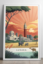 Listing image for Lusaka City Zambia - Vibrant African Sunset Travel Poster Art Print A1-A4 Poster