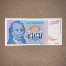 Listing image for Yugoslavian 5000 Dinara Banknote Yugoslavia Currency Paper Money Memorabilia