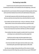 Listing image for The Dash Poem, A4 print, bereavement, funeral poem