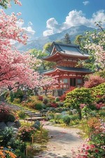 Listing image for Japanese Zen Garden Temple Canvas Picture Print Wall Art Decor
