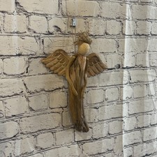 Listing image for 30cm Driftwood Angel Sculpture Wall Art Wood Rustic Folk Art Cottage Lodge Decor