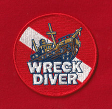 Listing image for 3.5" Iron-on WRECK DIVER Patch Shipwreck Scuba Diving Diver-Down Dive Flag USA