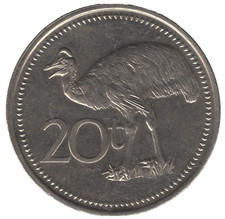 Listing image for 1987 Papua New Guinea 20 Toea Coin – PNG Pre-Decimal Collectible