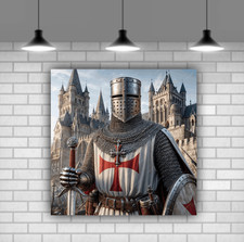 Listing image for Medieval Knights Templar wall art modern canvas print mounted ready to hang