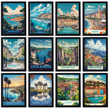 Listing image for Vintage Travel Holiday Poster France Retro City Print Decor Wall Art A5 A4 A3