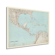 Listing image for 1961 Caribbean America Map - History Map of the Caribbean Wall Art Poster Print