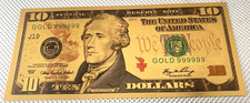 Listing image for $10 Alexander Hamilton Collectible Polycarbonate Banknote 24 Carat Gold Leaf.