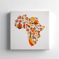 Listing image for Africa Symbols Map Canvas Print Wall Art, Stylish Home Decor Wall Hanging