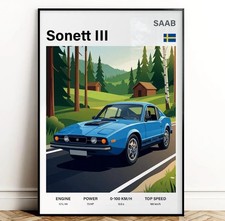 Listing image for Saab Sonett III Poster Wall Art | European Heritage Decor | Car Guy Gift Idea