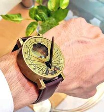 Listing image for Brass Sundial Wrist Watch Sundial Compass Collectible Nautical Maritime Gifts