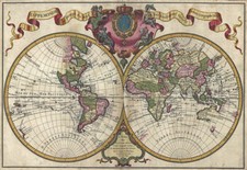 Listing image for MP21 Vintage Historical 1720 Nautical Chart World Map Poster Print A1 A2 A3