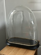 Listing image for Antique Victorian Glass Clock Dome Taxidermy Display Case With Wooden Base 16" H
