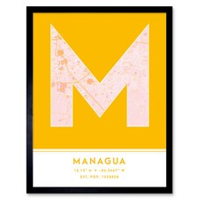 Listing image for Managua Nicaragua City Map Typography Framed Wall Art Print 12x16 In