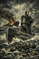 Listing image for 🌊 Vintage Naval Submarine Poster - 24x36” WWII Art - Premium Matte Paper 200gsm