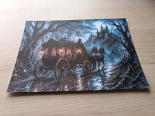 Listing image for Gothic Horse & Carriage Watercolour Print Haunted Castle Moonlight Gothic Art A4