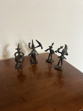 Listing image for Group of 4 Benin African Bronze Figures African Tribal Art Vintage