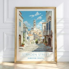 Listing image for Stradun Street Dubrovnik Poster Print, Croatia Travel Wall Art, Mediterranean Co