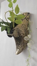 Listing image for Vintage Antique Brass Conquistador Stirrup Colonial Wall Planter Decoration