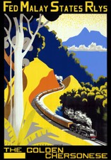 Listing image for TT76 Vintage Malay Golden Chersonese Malaysia Railway Travel Poster Re-Print A4