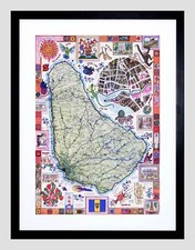 Listing image for TRAVEL BARBADOS CARIBBEAN TROPICAL MAP VINTAGE ADVERT FRAMED ART PRINT B12X1494