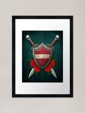 Listing image for Latvian Flag on a Worn Shield and C Framed Wall Art Poster Canvas Print Picture