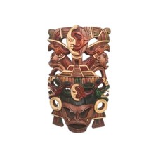 Listing image for Large Hand Carved Mayan Aztec Tribal Wooden Wall Mask Plaque Folk Art Decor