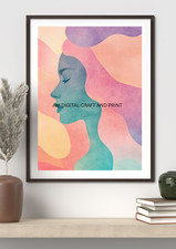 Listing image for Abstract Woman Hanging Picture Wall Art Print Decoration Pastel Minimalist Gift