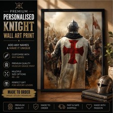 Listing image for Knights Templar Print Set, Medieval Wall Art, Crusader Knight Decor, Historical
