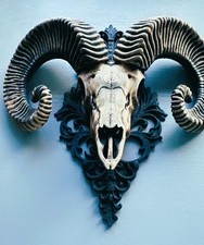 Listing image for ram skull wall art Hand painted