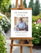 Listing image for LOVING MEMORY SIGN POSTER PRINT Memorial Funeral Photo Poster PVC Sign