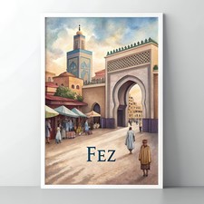 Listing image for Fez Morocco Travel Poster - Majestic Medina and Tanneries Art Print