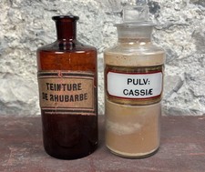 Listing image for Antique Victorian Apothecary Bottles w Labels Teinture De Rhubarbe & PULV CASSIÆ