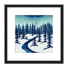Listing image for Winter Forest Path Swiss Alps Mountains Square Framed Wall Art Print 9X9 In