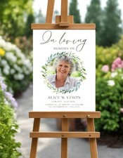 Listing image for PERSONALISED MEMORIAL FOAMBOARD SIGN POSTER PRINT WELCOME PHOTO FUNERAL PVC POST