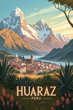 Listing image for Enchanting Huaraz Peru Travel Poster - Majestic Andean Peaks Art Print A1-A4 Pos