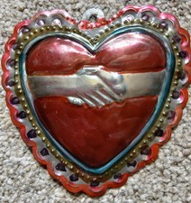 Listing image for Milagro Mexican Tin Folk Art Hand Painted Vintage Style Wall Art Hanging Plaque