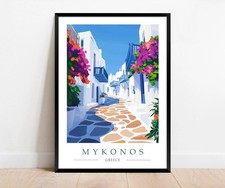 Listing image for Mykonos Greece Travel Poster Print - Greek Island Gift - Greek Wall Art Decor