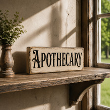 Listing image for Apothecary sign wooden vintage style Farmhouse decor signs APOTHECARY 28cm