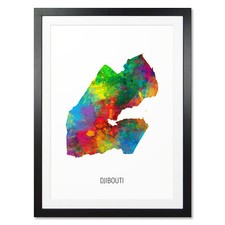 Listing image for Djibouti Map, Poster, Canvas or Framed Print, watercolour painting 10818