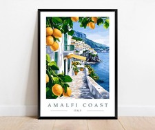 Listing image for Amalfi Coast Travel Poster Print - Italy - Italian Art - Mediterranean Wall Art