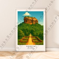 Listing image for Sigiriya Illustration Art Print Sri Lanka Travel Poster Wall Art Gift Unframed