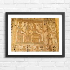 Listing image for Ancient Egyptian Hieroglyphs Gods Original Framed Wall Art Print Large Picture
