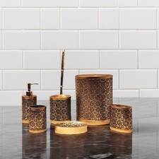 Listing image for 10"H Golden Black Moroccan-Inspired Filigree Bathroom Accessories Set