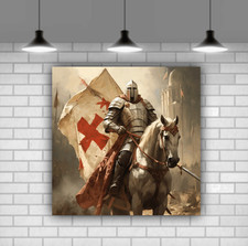 Listing image for Medieval Knights Templar wall art modern canvas print mounted ready to hang
