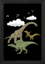 Listing image for dinosaur dino funny kids Framed Wall Art Poster Canvas Print Picture
